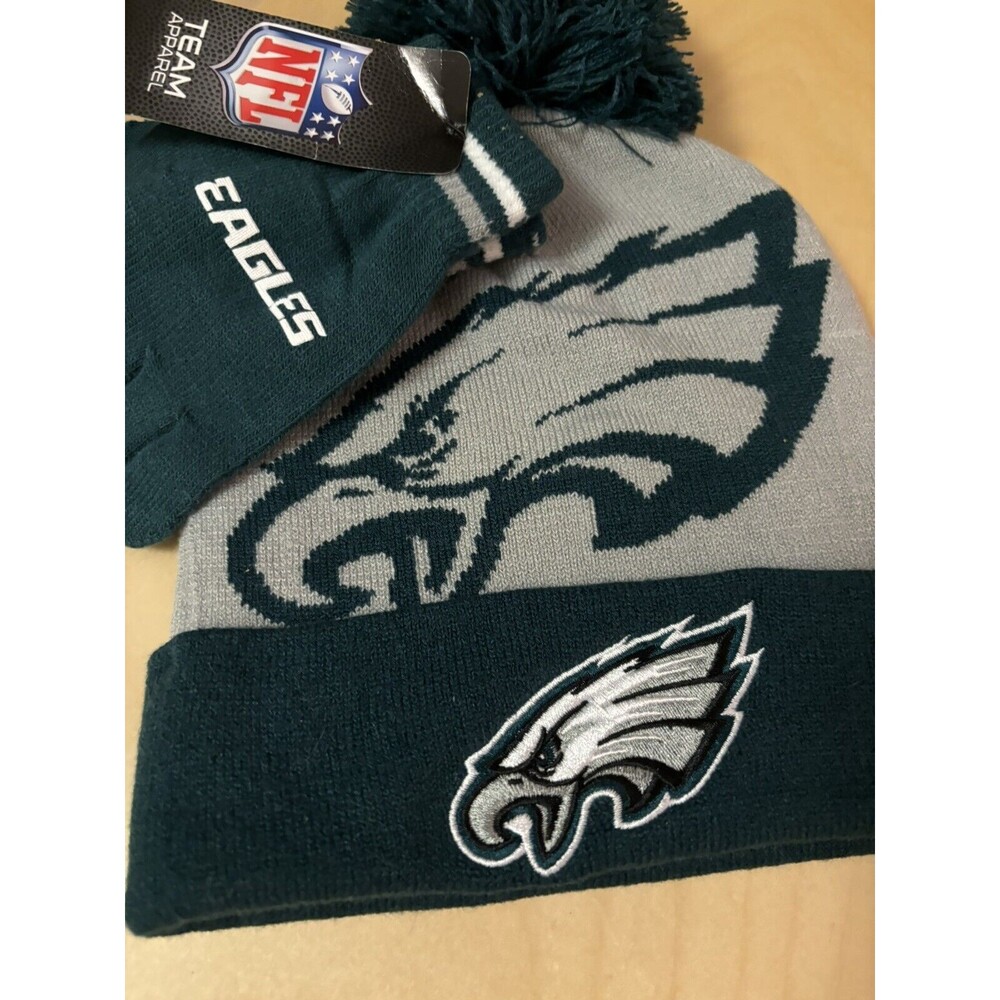 EAGLES NFL Football Logo Beanie & Gloves NEW Philly PHILADELPHIA hat Green Bird
